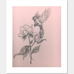 Bird and flower Posters and Art